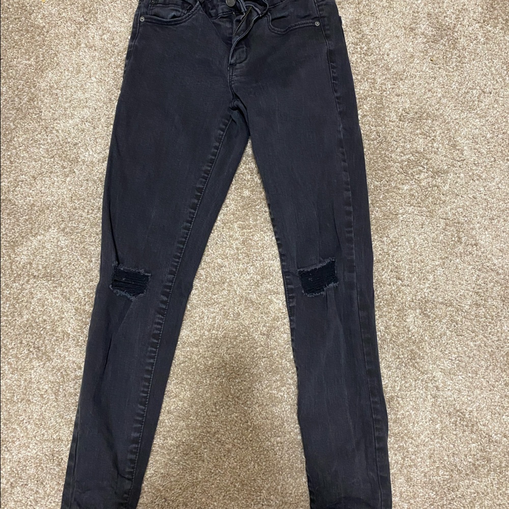 High-Rise Ripped Black Skinny Jeans